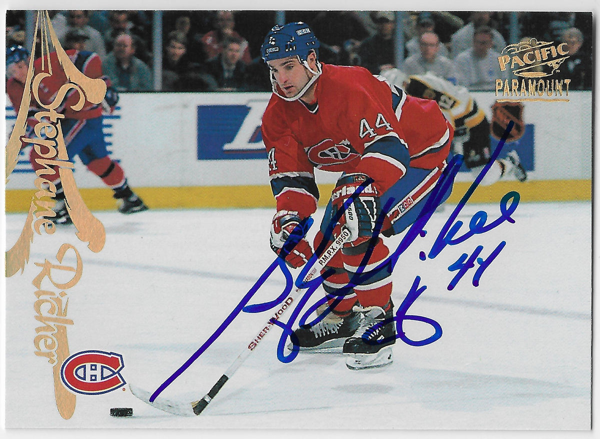 Stephane Richer Signed 1997-98 Pacific Paramount Hockey Card - Montreal Canadiens