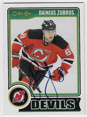 Dainius Zubrus Signed 2014-15 O-Pee-Chee Hockey Card - New Jersey Devils