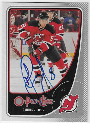 Dainius Zubrus Signed 2009-10 O-Pee-Chee Hockey Card - New Jersey Devils