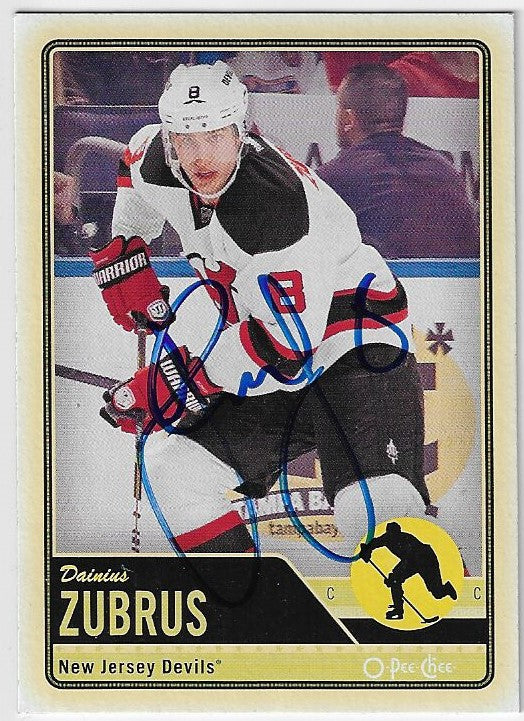 Dainius Zubrus Signed 2012-13 O-Pee-Chee Hockey Card - New Jersey Devils