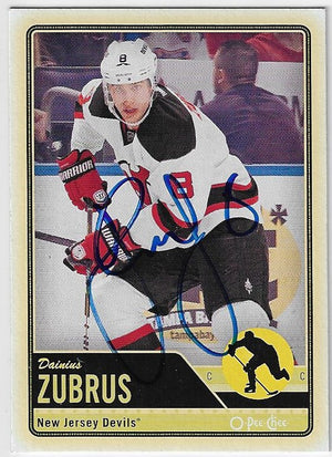 Dainius Zubrus Signed 2012-13 O-Pee-Chee Hockey Card - New Jersey Devils