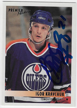 Igor Kravchuk a signé la carte de hockey O-Pee-Chee Premier 1994-95 - Oilers d'Edmonton