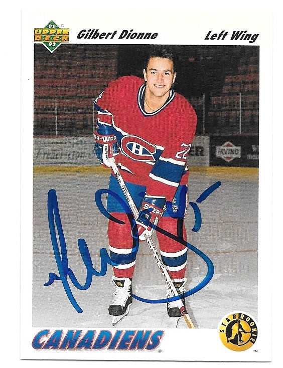 Gilbert Dionne Signed 1991-92 Upper Deck Hockey Card - Montreal Canadiens