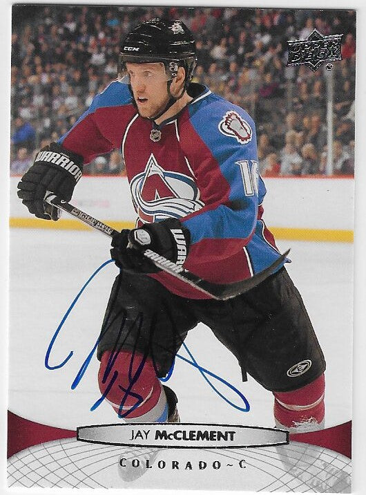 Jay McClement Signed 2011-12 Upper Deck Hockey Card - Colorado Avalanche