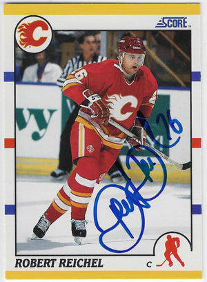 Robert Reichel Signed 1990-91 Score Rookie & Traded Hockey Card - Calgary Flames