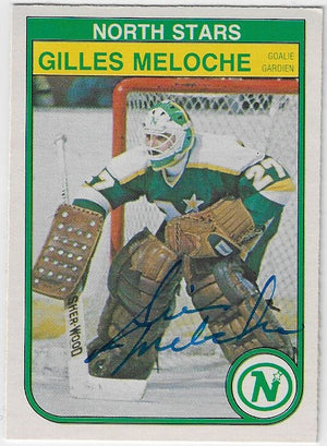 Gilles Meloche Signed 1982-83 O-Pee-Chee Hockey Card - Minnesota North Stars
