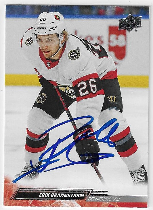 Erik Brannstrom Signed 2022-23 Upper Deck Hockey Card - Ottawa Senators