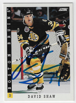 David Shaw Signed 1993-94 Score Hockey Card - Boston Bruins