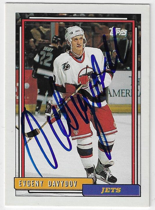 Evgeny Davydov Signed 1992-93 Topps Hockey Card - Winnipeg Jets