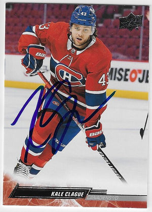 Kale Clague Signed 2022-23 Upper Deck Hockey Card - Montreal Canadiens