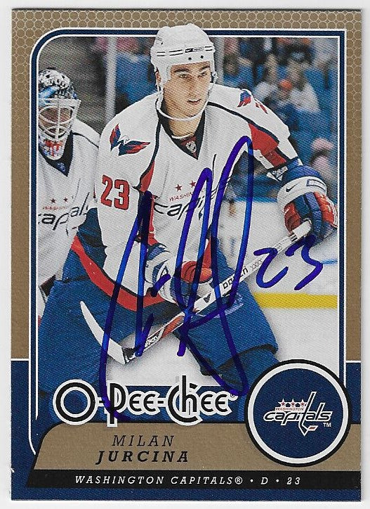 Milan Jurcina Signed 2008-09 O-Pee-Chee Hockey Card - Washington Capitals