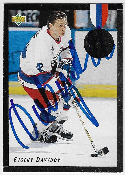 Evgeny Davydov Signed 1992-93 Upper Deck Euro Stars Hockey Card - Winnipeg Jets