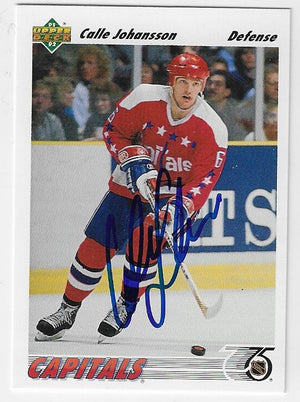 Calle Johansson Signed 1991-92 Upper Deck Hockey Card - Washington Capitals