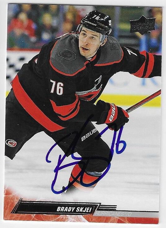Brady Skjei Signed 2022-23 Upper Deck Hockey Card - Carolina Hurricanes