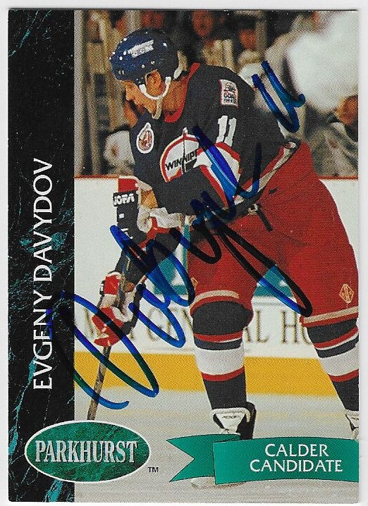Evgeny Davydov Signed 1992-93 Parkhurst Hockey Card - Winnipeg Jets