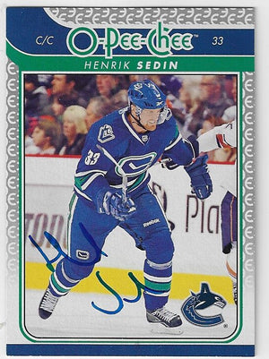 Henrik Sedin Signed 2009-10 O-Pee-Chee Hockey Card - Vancouver Canucks