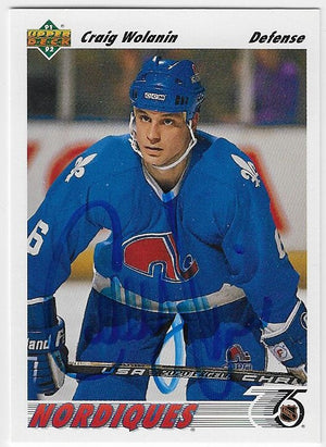 Craig Wolanin Signed 1991-92 Upper Deck Hockey Card - Quebec Nordiques