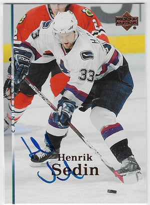 Henrik Sedin Signed 2007-08 Upper Deck Hockey Card - Vancouver Canucks