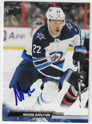 Mason Appleton Signed 2022-23 Upper Deck Hockey Card - Winnipeg Jets