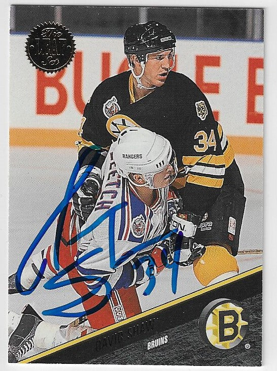 David Shaw Signed 1993-94 Leaf Hockey Card - Boston Bruins
