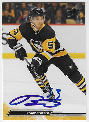 Teddy Blueger Signed 2022-23 Upper Deck Hockey Card - Pittsburgh Penguins