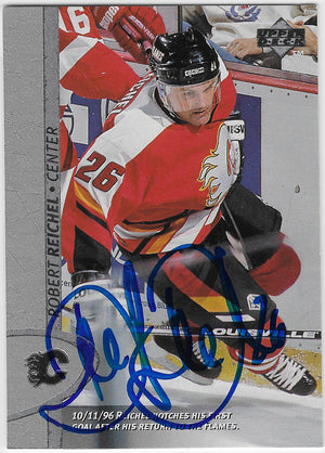 Robert Reichel Signed 1996-97 Upper Deck Hockey Card - Calgary Flames