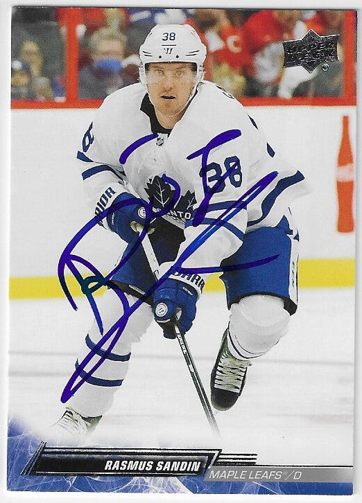 Rasmus Sandin Signed 2022-23 Upper Deck Hockey Card - Toronto Maple Leafs