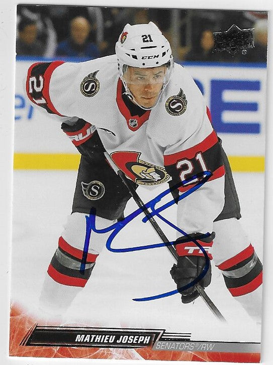 Mathieu Joseph Signed 2022-23 Upper Deck Hockey Card - Ottawa Senators