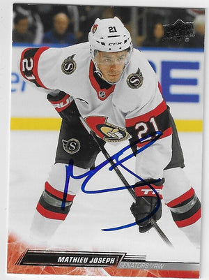 Mathieu Joseph Signed 2022-23 Upper Deck Hockey Card - Ottawa Senators