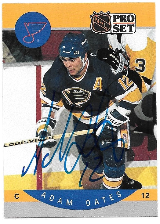 Adam Oates Signed 1990-91 Pro Set Hockey Card - St Louis Blues