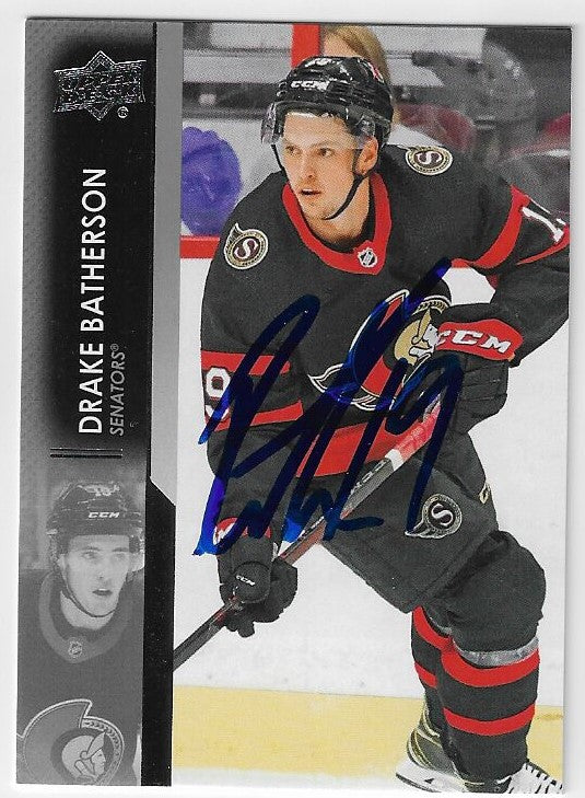 Drake Batherson Signed 2021-22 Upper Deck Hockey Card - Ottawa Senators
