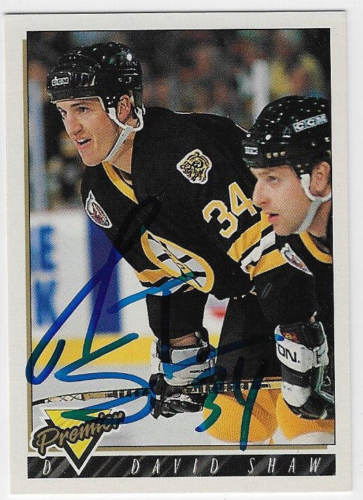 David Shaw Signed 1993-94 O-Pee-Chee Premier Hockey Card - Boston Bruins