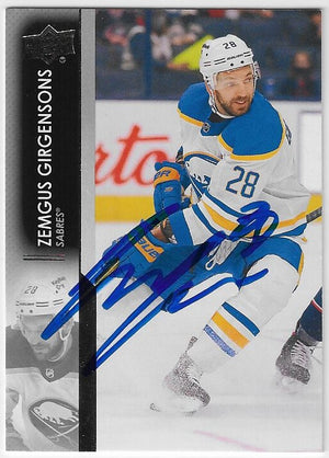 Zemgus Girgensons Signed 2021-22 Upper Deck Hockey Card - Buffalo Sabres