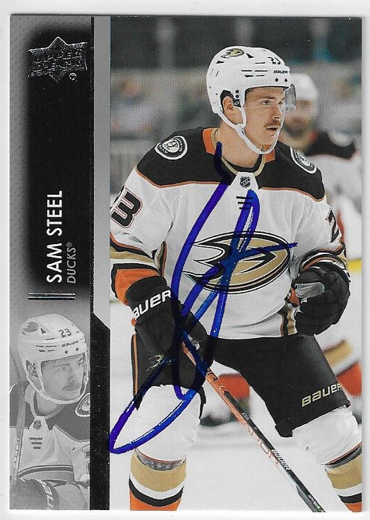 Sam Steel Signed 2021-22 Upper Deck Hockey Card - Anaheim Ducks