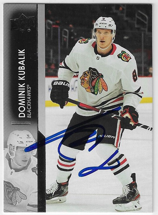 Domanik Kubalik Signed 2021-22 Upper Deck Hockey Card - Chicago Blackhawks