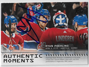 Ryan Poehling Signed 2019-20 SP Authentic Hockey Card - Montreal Canadiens