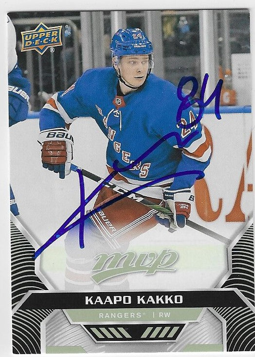 Kaapo Kakko Signed 2020-21 Upper Deck MVP Hockey Card - New York Rangers