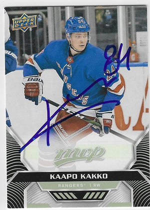 Kaapo Kakko Signed 2020-21 Upper Deck MVP Hockey Card - New York Rangers