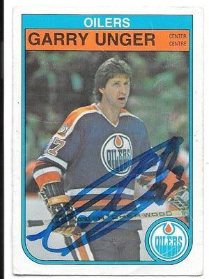 Garry Unger Signed 1982-83 O-Pee-Chee Hockey Card - Edmonton Oilers