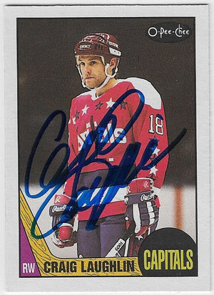 Carte de hockey O-Pee-Chee signée par Craig Laughlin (1987-88) - Capitals de Washington