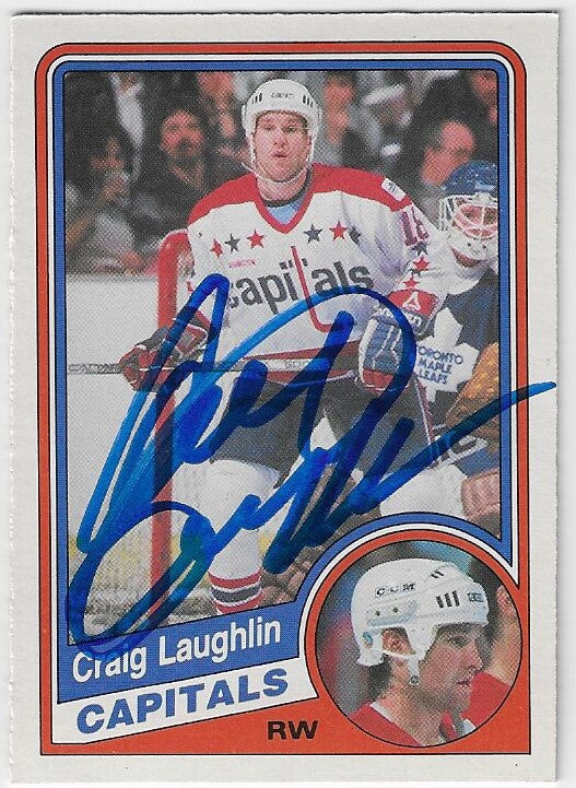 Carte de hockey O-Pee-Chee signée par Craig Laughlin (1984-85) - Capitals de Washington