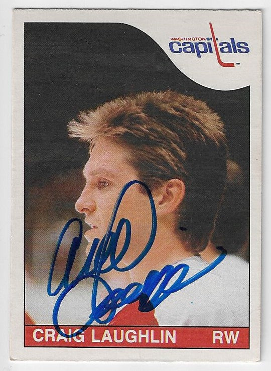 Carte de hockey O-Pee-Chee signée par Craig Laughlin (1985-86) - Capitals de Washington