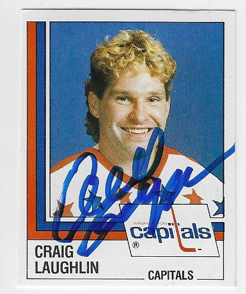 Autocollant de hockey Panini 1987-88 signé par Craig Laughlin - Capitals de Washington