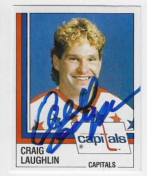Autocollant de hockey Panini 1987-88 signé par Craig Laughlin - Capitals de Washington