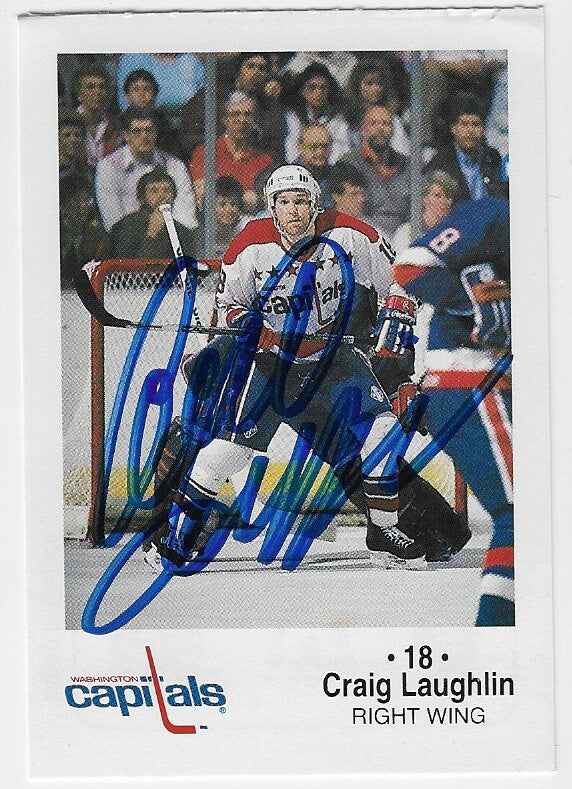 Carte de hockey signée par Craig Laughlin (Washington Police Hockey Card, saison 1986-1987) - Washington Capitals