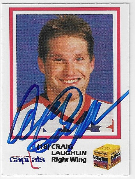 Carte de hockey Kodak signée par Craig Laughlin (saison 1987-1988) - Capitals de Washington