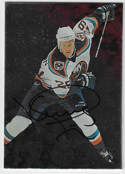 Carte de hockey Pinnacle Be A Player BAP 1998-99 signée par Kenny Jonsson - Islanders de New York