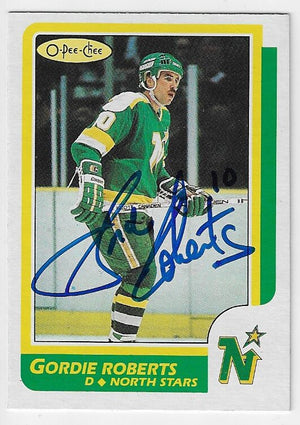 Gordie Roberts Signed 1986-87 O-Pee-Chee Hockey Card - Minnesota North Stars