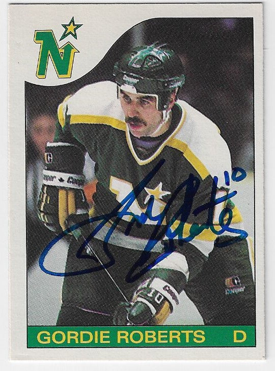 Gordie Roberts Signed 1985-86 O-Pee-Chee Hockey Card - Minnesota North Stars