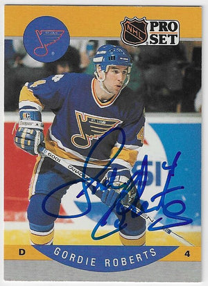 Gordie Roberts Signed 1990-91 Pro Set Hockey Card - St Louis Blues
